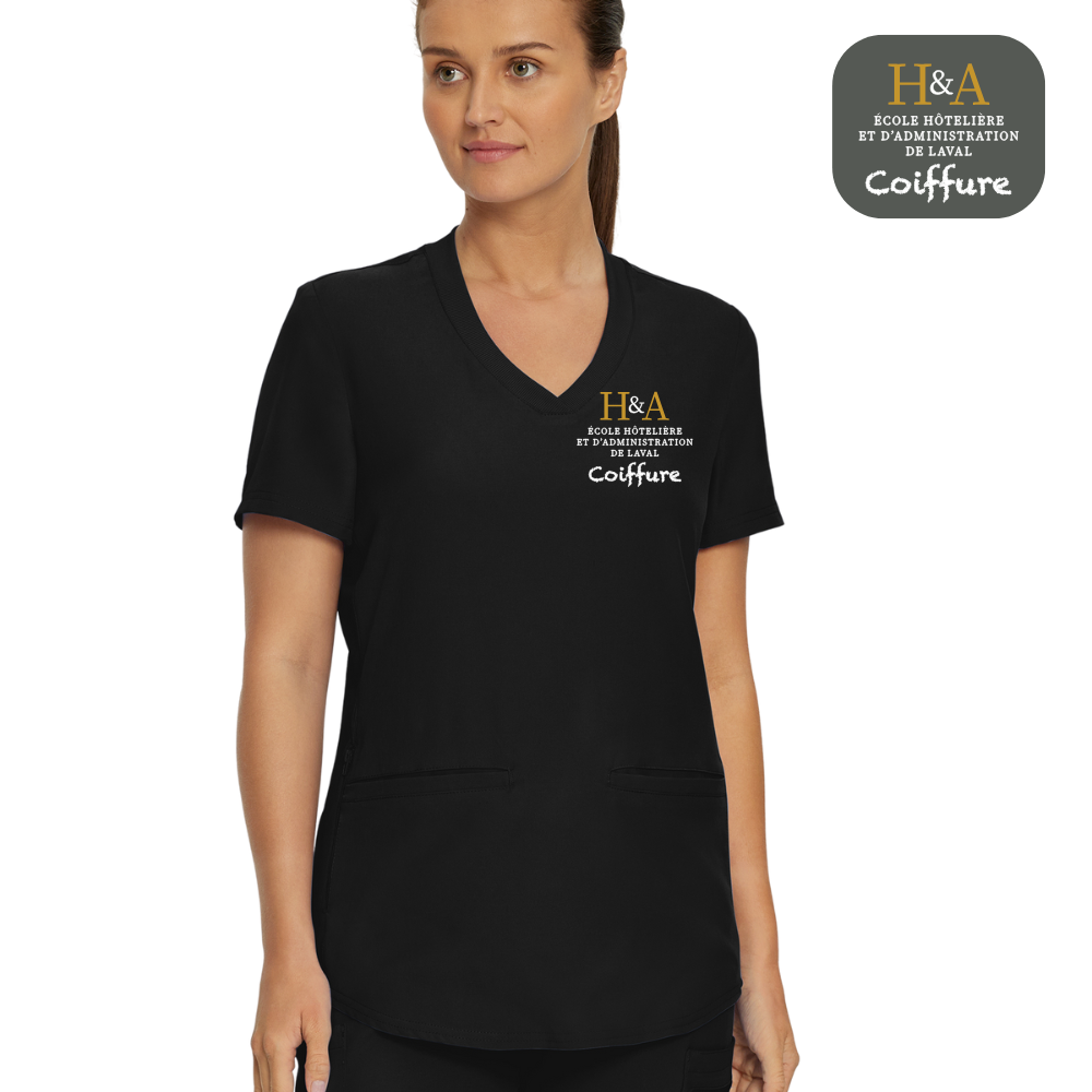 Haut avec poches en bas, femme - École H&A Laval COIFFURE