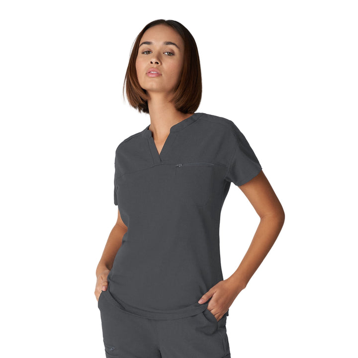 Women's V-neck top with chest pocket - V-TESS - WC 114H