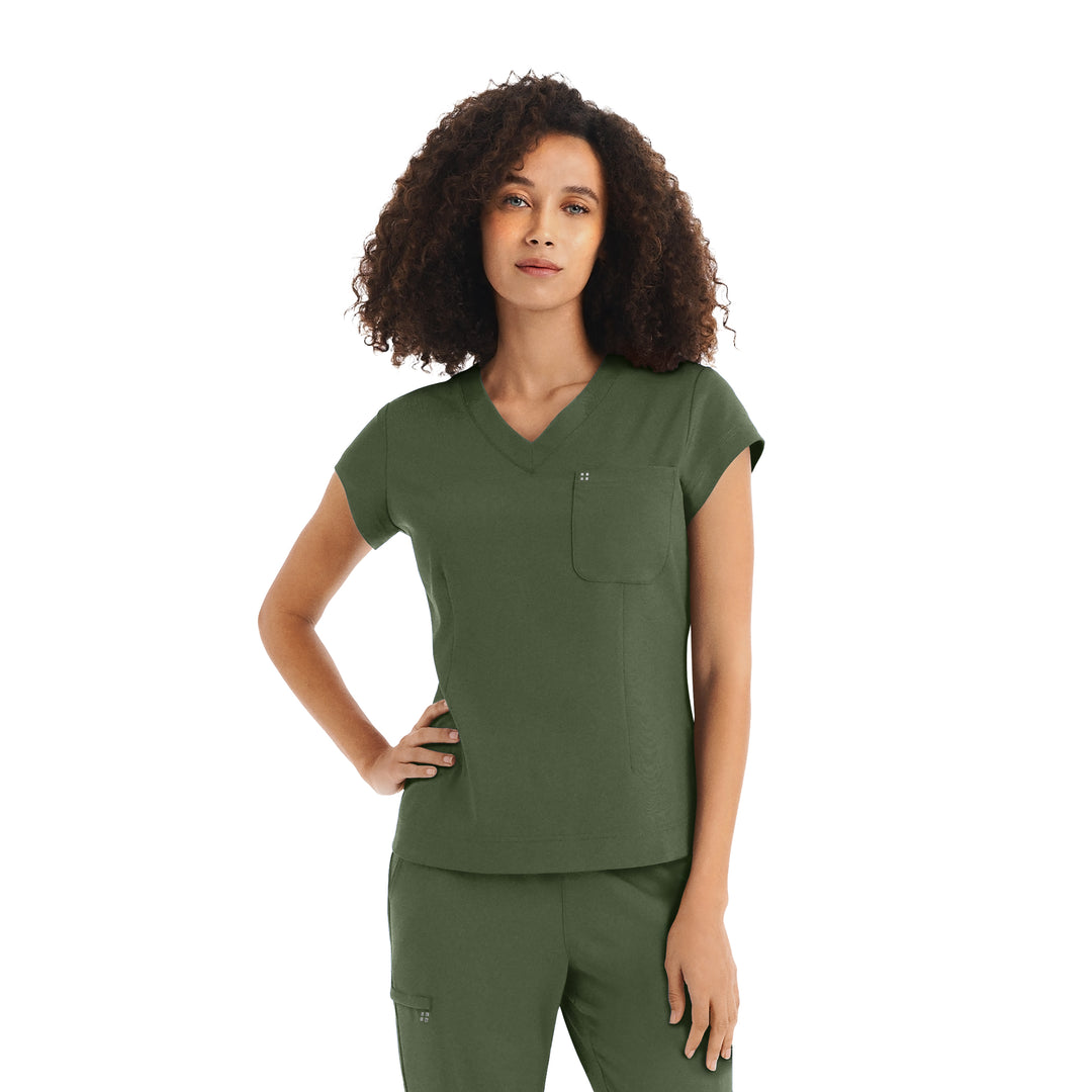 Women's V-neck top with a chest pocket - CRFT -  WC 128H