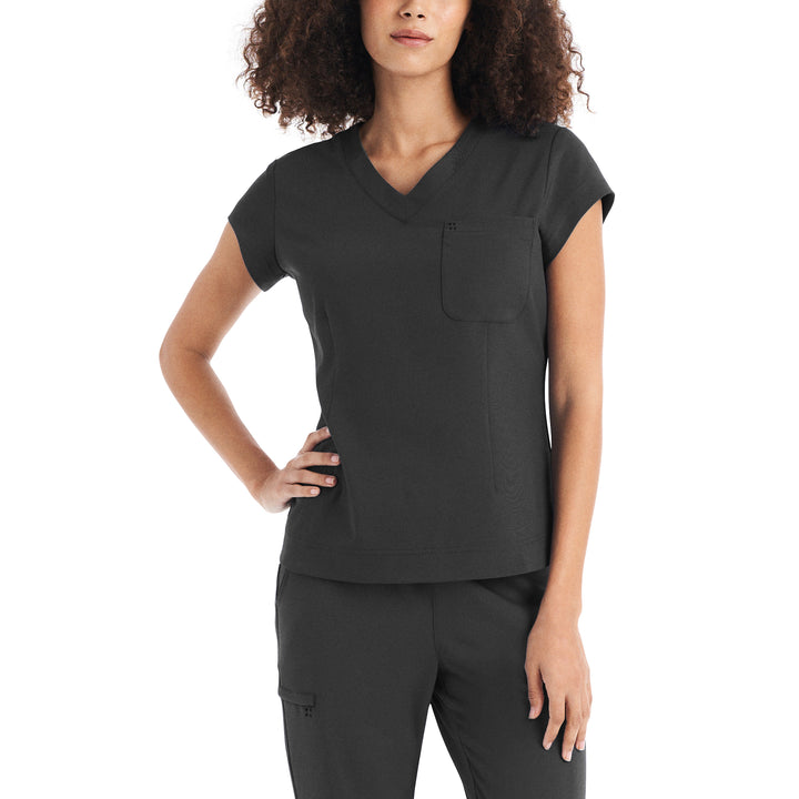 Women's V-neck top with a chest pocket - CRFT -  WC 128H