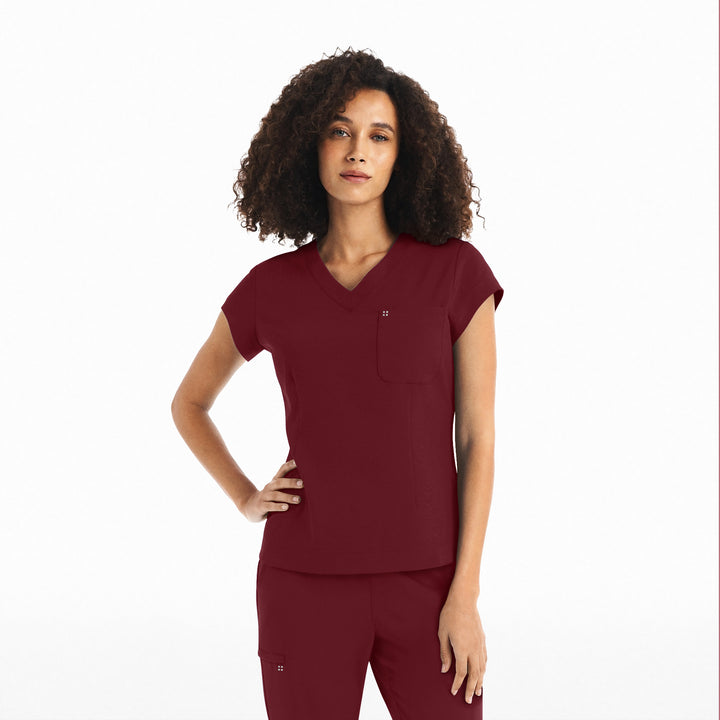 Women's V-neck top with a chest pocket - CRFT -  WC 128H